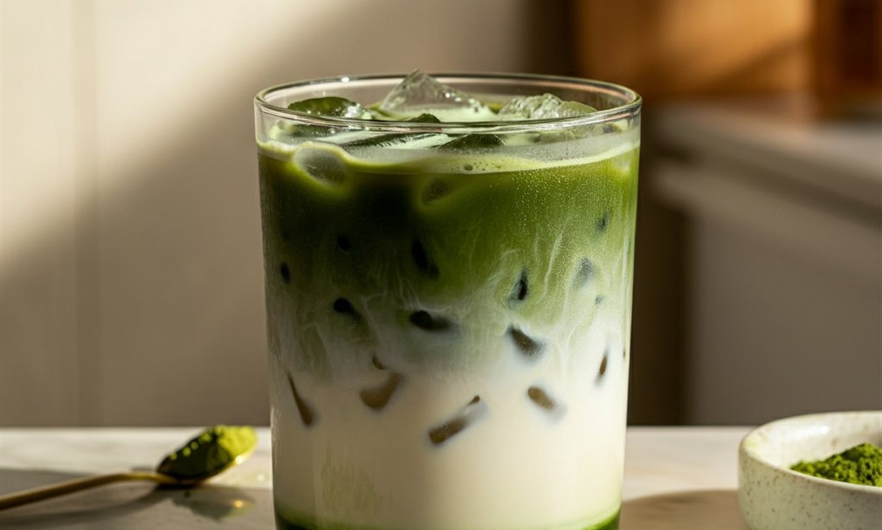 Vanilla Raspberry Cold Matcha Iced Vanilla Matcha Rețeta | Dr. Oetker